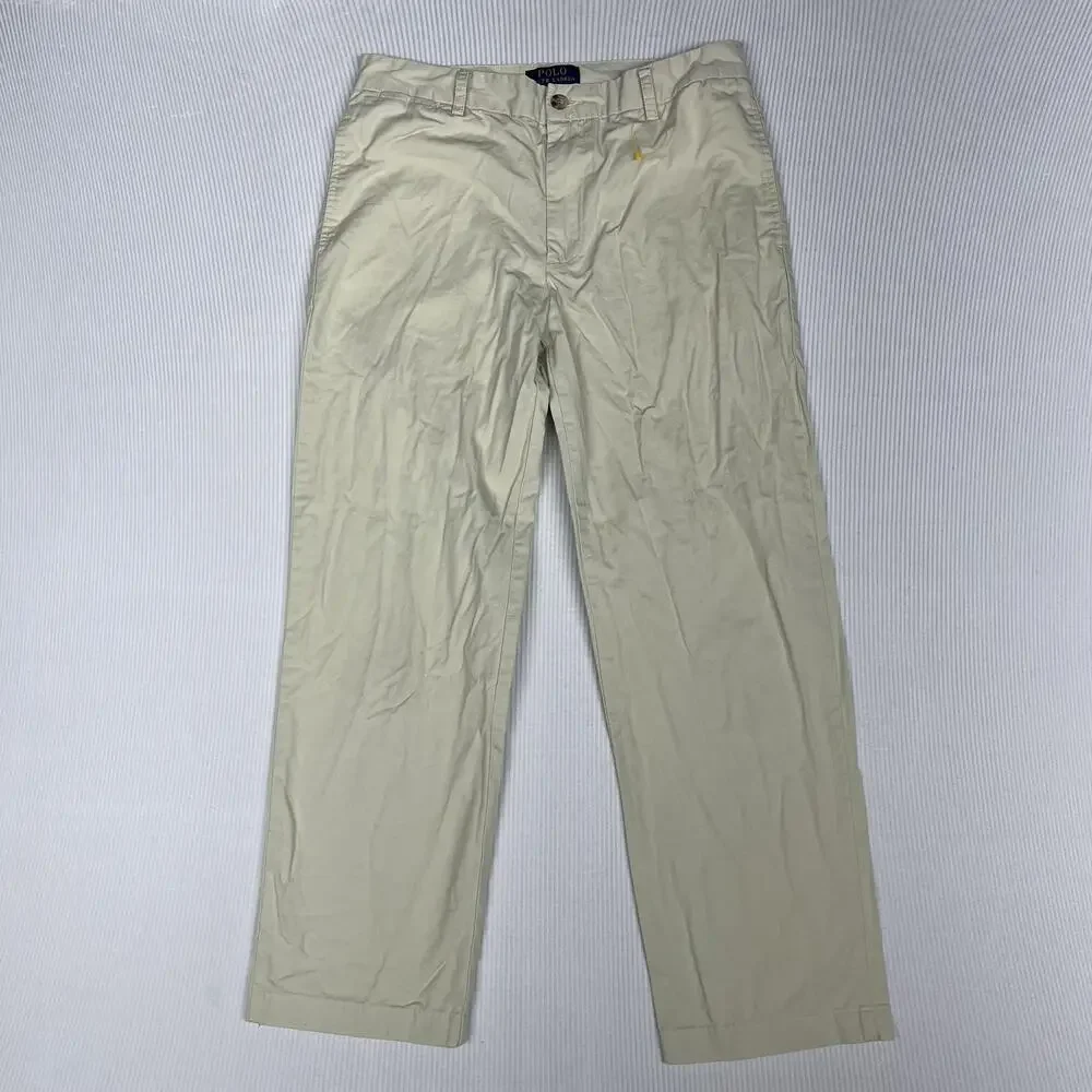 Polo Ralph Lauren Pants Boys 18 Beige Chino Twill Casual Pockets Classic Fit